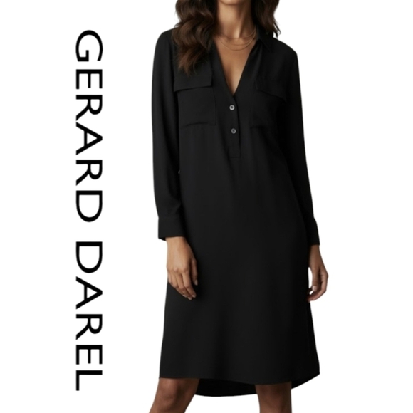 Gerard Darel Dresses & Skirts - Gerard Darel Black Mini Dress Size 12 / 44 Black Sleek Clean Girl Quiet Luxury